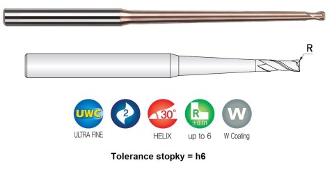 2-břité kuželové frézy do 55HRc rádiusové DOPRODEJ