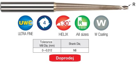 4-břité frézy s kuželovým krkem do 55HRc rádiusové DOPRODEJ