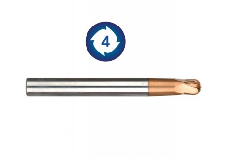 Kulové 4 břité frézy 70 HRc