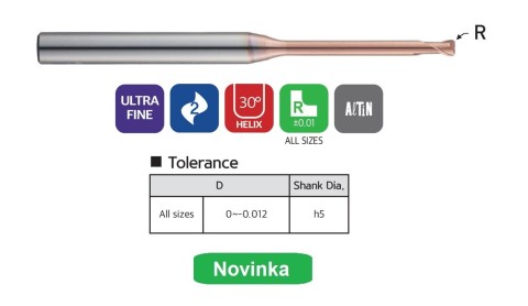 Rádiusové 2-břité mikrofrézy 65HRc NOVINKA
