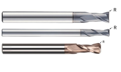 Rádiusové 2 břité frézy 55 HRc, různé délky krků