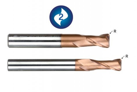 Rádiusové 2 břité frézy 70 HRc
