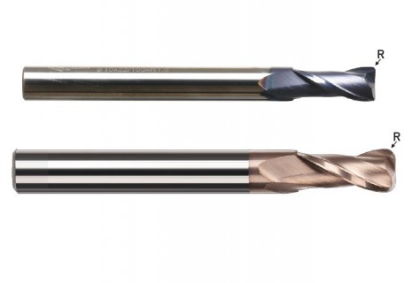 Rádiusové dlouhé 2 břité frézy 55 HRc