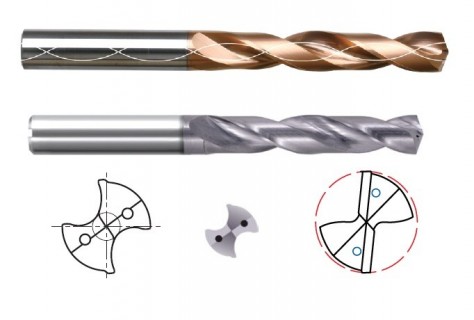 Tvrdokovové vrtáky 5xD s chlazením