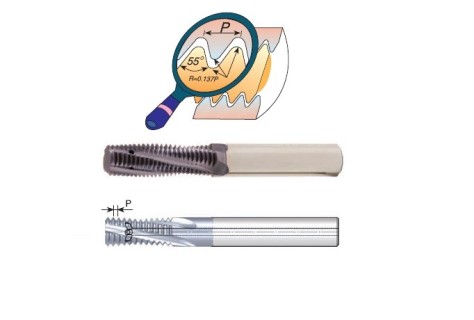 Tvrdokovové závitové frézy Whitworth (W) 55°