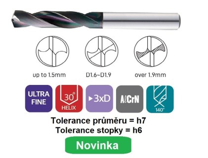 Vrtáky 3xD na nerez a litinu