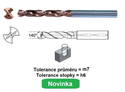 Vrtáky 3xD s chlazením na nerez a titan