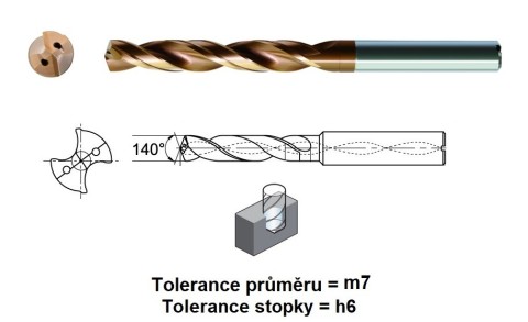 Vrtáky 3xD s chlazením na litinu a ocel