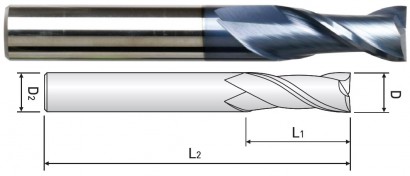 ZE512025 2-BŘITÉ FRÉZY – 35° ŠROUBOVICE - HRC55