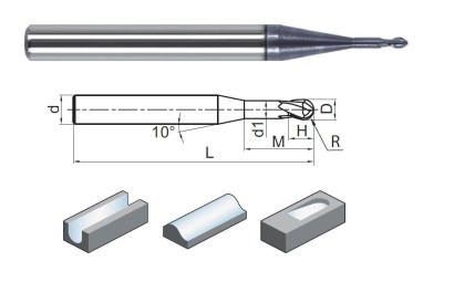 GM-2BP-R0.25-M04 2-BŘITÉ KULOVÉ TK MIKROFRÉZY DO 50HRC