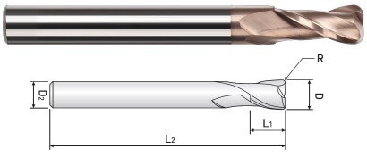 WR50201503 2-BŘITÉ RÁDIUSOVÉ FRÉZY DO 55 HRC
