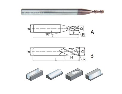 TM-2R-D1.0R0.05 2-BŘITÉ RÁDIUSOVÉ FRÉZY NA TITAN, NEREZ