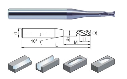 GM-2EP-D3.0-M10 2-BŘITÉ TVRDOKOVOVÉ MIKROFRÉZY DO 50HRC