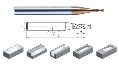 HM-2ES-D2.4 2-BŘITÉ TVRDOKOVOVÉ MIKRO FRÉZY DO 68HRC