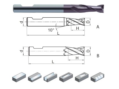 EPM-2EL-D6.0-W 2-břité prodloužené univerzální frézy do 55HRc - 30° s WELDON