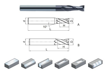 PM-2EL-D12.0 KMG405 2-břité univerzální frézy do 55HRc - 30° prodloužené