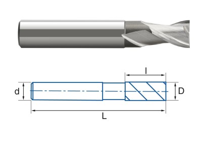 4420-14 2-břité frézy HSSE 8% Co rovné 30° DIN327N