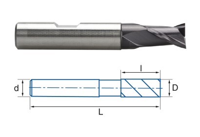 4420-1 TIALSIN 2-břité frézy HSSE 8% Co rovné 30° DIN327N
