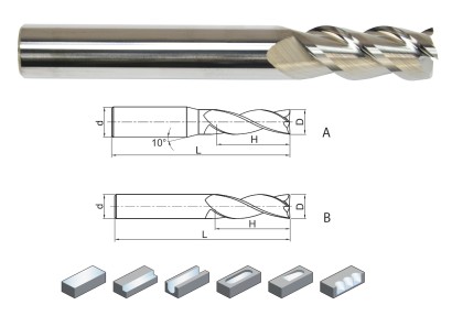 ALG-3E-D3.0S 3-BŘITÉ FRÉZY, NA HLINÍK A PLAST 45°DOKONČOVACÍ