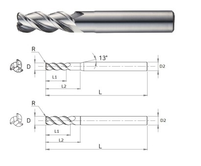 AWR31310040 3-BŘITÉ FRÉZY RÁDIUS, na hliník, měď a plast