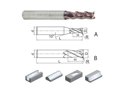 TM-3R-D4.0R0.1 3-BŘITÉ RÁDIUSOVÉ FRÉZY NA TITAN, NEREZ