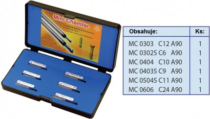 KMC - 3-břité oboustranné odjehlovací frézy 90° v sadě 6 ks
