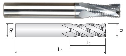 ZF614090 - 3 – 5-břité TK FRÉZY PRO HRUBOVÁNÍ HRC65