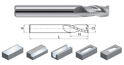 AL-3W-D12.0 - 3-břité hrubovací frézy na hliník a plast 30°