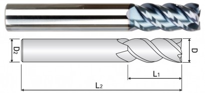 ZE514100 4-BŘITÉ FRÉZY – 45° ŠROUBOVICE - HRC55