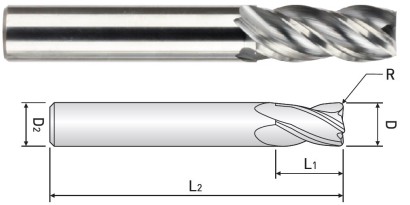 SM504080 4-BŘITÉ FRÉZY DO 45 HRC - NEREZ