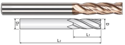 WXE50405020 4-BŘITÉ FRÉZY DO 55 HRC