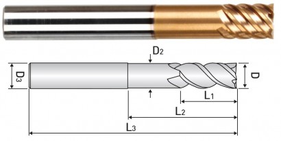 ZE724030 4-BŘITÉ FRÉZY PRO DOKONČOVÁNÍ FOREM, ZÁPUSTEK HRC70