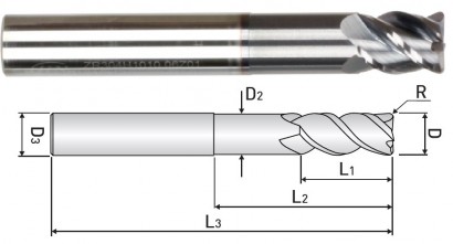 ZR304H0810 4-BŘITÉ FRÉZY S RÁDIUSEM KRÁTKÉ 45° HRC55 ZR304H0810 4-BŘITÉ FRÉZY S RÁDIUSEM KRÁTKÉ 45° HRC55