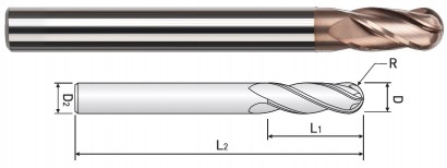 WB504100 4-BŘITÉ KULOVÉ FRÉZY DO 55 HRC