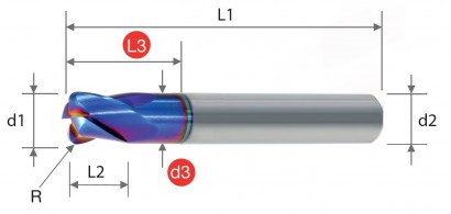 9264150850 4-BŘITÉ RÁDIUSOVÉ FRÉZY –30° FRÉZY HRC70