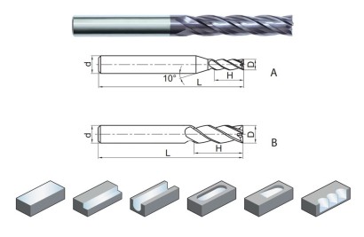 PM-4EX-D12.0-G KMG405 4-břité univerzální frézy do 55HRc - 30° extra dlouhé