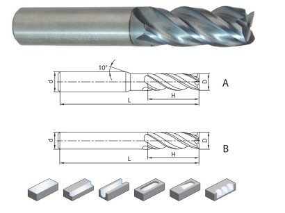 VPM-4E-D3.0 4-břité univerzální frézy do 55HRc - 36/38°