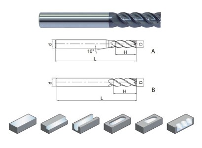 PM-4E-D6.0 KMG405 4-břité univerzální frézy do 55HRc - 45°