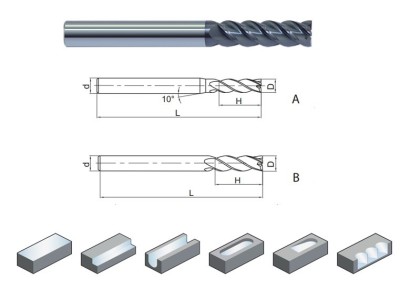 PM-4EL-D14.0 KMG405 4-břité univerzální frézy do 55HRc - 45° prodloužené