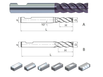 EPM-4E-D14.0-W 4-břité univerzální frézy do 55HRc - 45° s WELDON