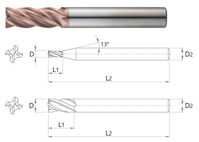 ESXE714040S4 4-břité ROVNÉ FRÉZY do 70HRC