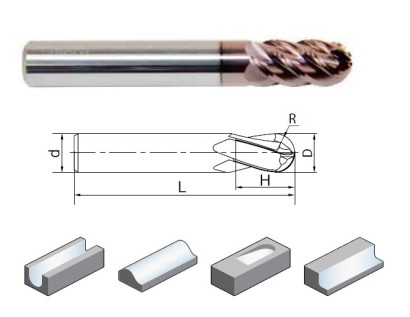TM-5BL-R5.0 5-BŘITÉ KULOVÉ FRÉZY NA TITAN A SLITINY, NEREZ