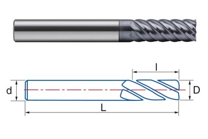 9405-16 6-8-břité frézy s rohovým sražením do 70HRc