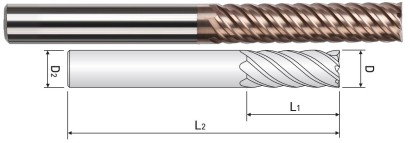 WE50606020 6-BŘITÉ FRÉZY 45° STOUPÁNÍ ŠROUBOVICE DO 55 HRC