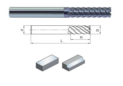 PM-6EL-D20.0 KMG405 6-břité univerzální frézy do 55HRc - 45° dlouhé