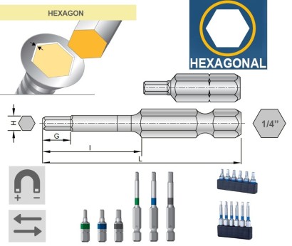 0-TPK-B03-H02.5-50 Bity pro HEXAGONAL, šestihranné šroubky