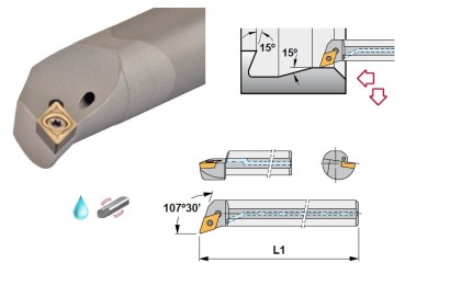 E10M-SDQCR07 Soustružnické nože na DCMT0702.. Pravé 107,5°
