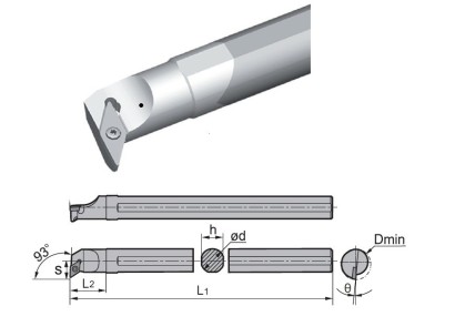 E25T-SVUCR16 Soustružnické nože na VCMT1604.. Pravé 93°