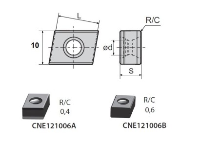 CNE121006B OCEL, NEREZ, TITAN Frézovací destičky CNE12.. CNE121006B OCEL, NEREZ, TITAN Frézovací destičky CNE12..