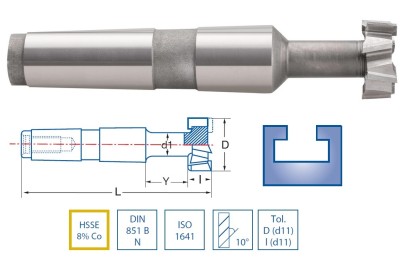 4810-25x11 Frézy HSSE8%Co na T-drážky DIN851BN/ISO1641 MORSE